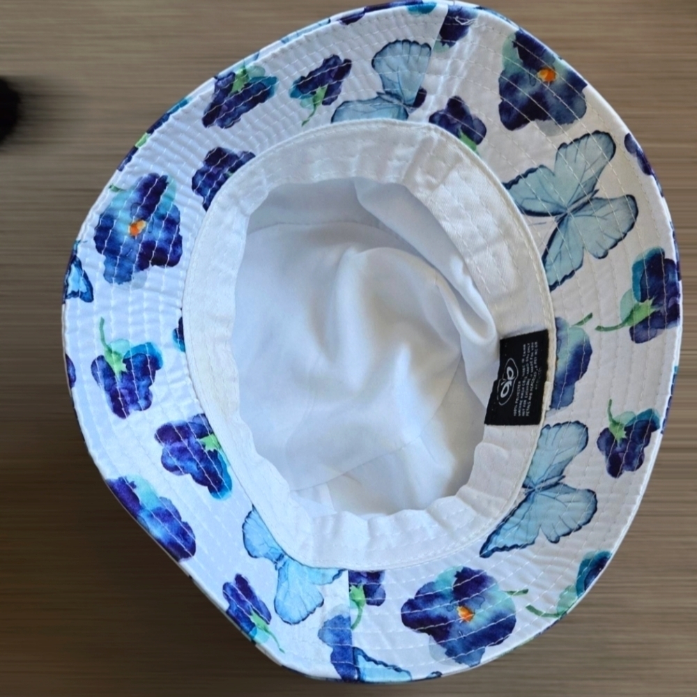 Zumiez Floral Butterfly Bucket Hat with Blue and Purple Flowers One Size - Picture 6 of 8